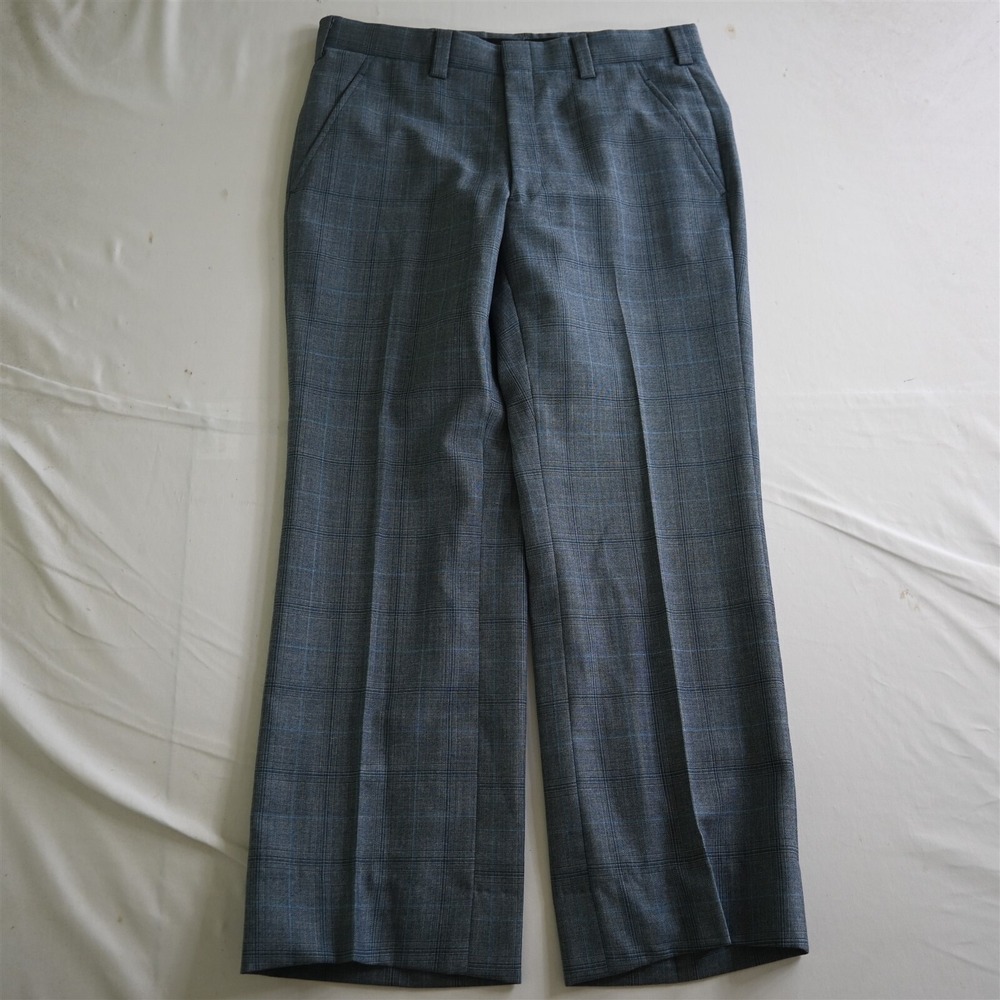 Vtg Mens 32x28 Blue Plaid Classic Bootcut 80s Suit Trouser‎ Mens Dress Pants
